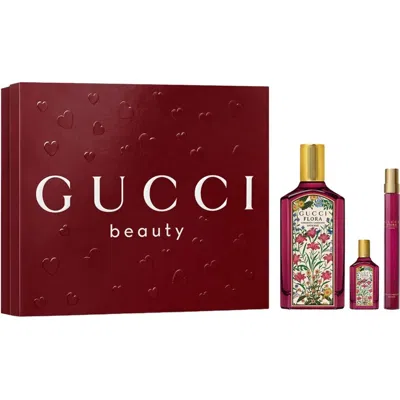 Gucci Ladies  Flora Gorgeous Gardenia 3pcs Edp  Gift Set Fragrances 3616307112383 In Transparent