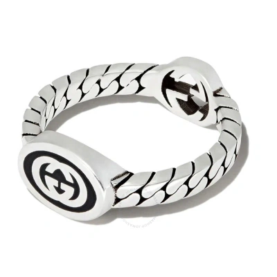 Gucci Ladies Sterling Silver Wide Ring With Interlocking G