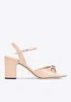 Gucci Pink And Purple Leather Sandals With Block Heel In Pink