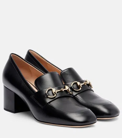 Gucci Lady Horsebit Leather Loafer Pumps In Black