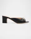 Gucci Lady Horsebit Leather Mule Sandals In Nero