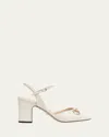 Gucci Leather Horsebit Heeled Sandals 75 In White