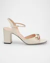 Gucci Women Leather Sandal With Horsebit In Neutral