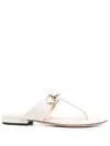Gucci Lady Horsebit Leather Thong Sandals In White