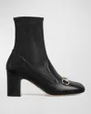 Gucci 75 Horsebit Leather Boots In Black