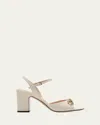 Gucci Lady Leather Horsebit Ankle-strap Sandals In Mystic White