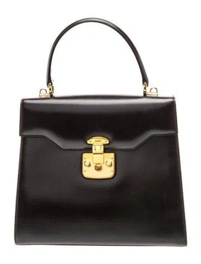 Pre-owned Gucci Lady Lock Top Handle Bag Vintage In Black