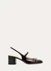 Gucci Horsebit 55 Patent Leather Slingback Pumps In Nero