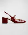 Gucci Patent Leather Slingback Pumps In Rosso Ancora