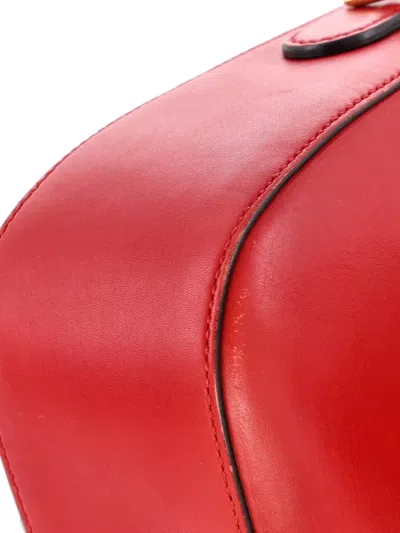 Pre-owned Gucci Lady Web Leather Medium Shoulder Bag In Red