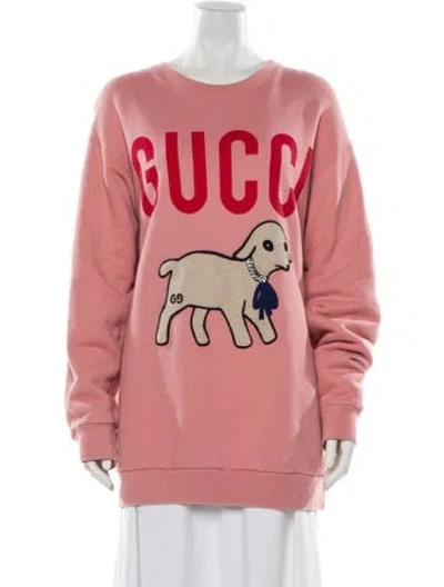 Pre-owned Gucci Lamb Graphic Print Sweatshirt In Pink