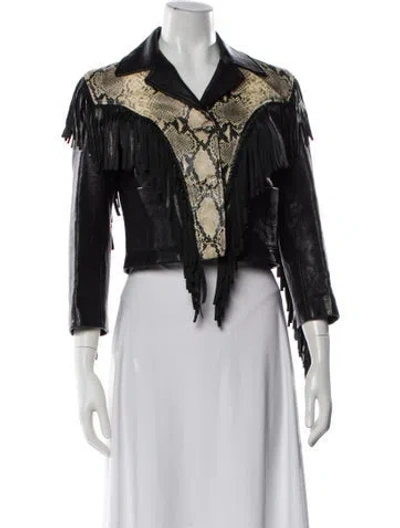 Pre-owned Gucci Lamb Leather Animal Print Jacket In Black