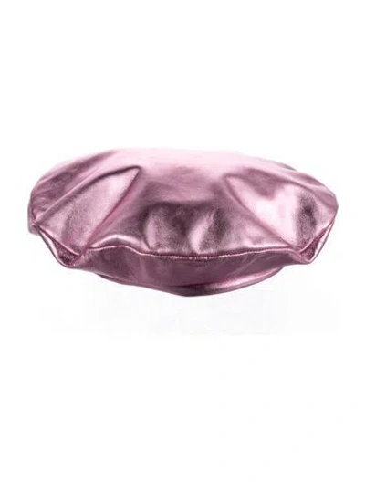 Pre-owned Gucci Lamb Leather Beret In Metallic/pink