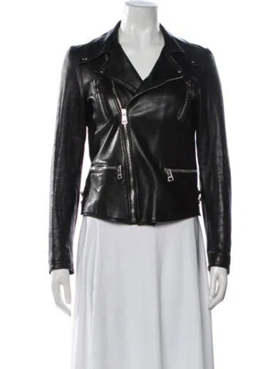 Pre-owned Gucci Lamb Leather Biker Jacket In Black