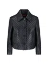 Gucci Embossed Gg Leather Jacket In Black