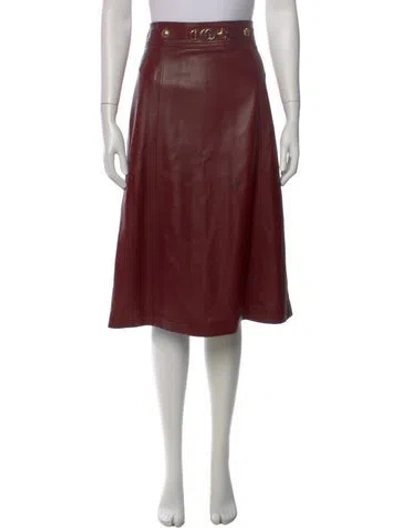Pre-owned Gucci Lamb Leather Midi Length Skirt In Red