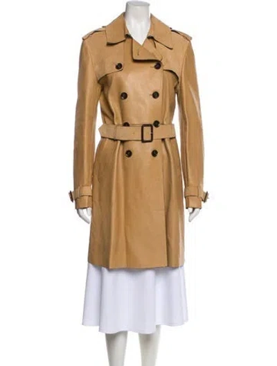 Pre-owned Gucci Lamb Leather Trench Coat In Neutral