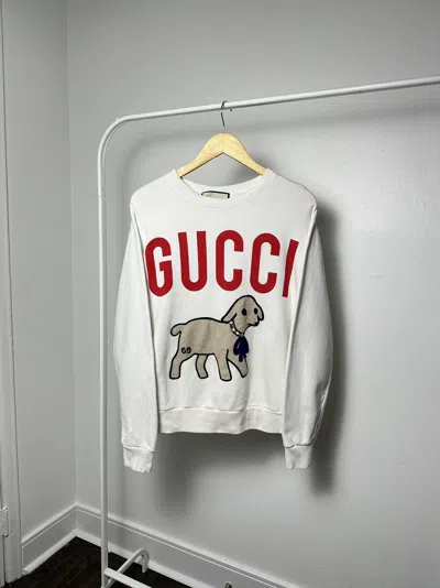 Pre-owned Gucci Lamb Logo White Sweatshirt