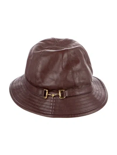 Pre-owned Gucci Lambskin Bucket Hat In Brown