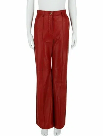 Pre-owned Gucci Lambskin Flared Pants W/ Tags In Red