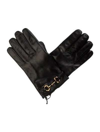 Pre-owned Gucci Lambskin Horsebit Gloves W/tags In Black