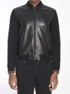 Gucci Black Bomber Jacket With Front Logo In Nappa Leather And Mesh Man In Black