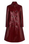 Gucci Womens Rosso Ancora Double-breasted Two-flap-pockets Leather Coat In Red