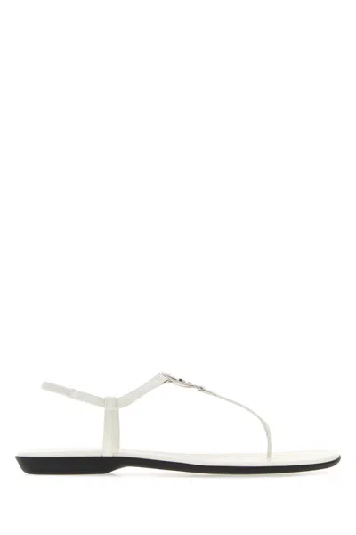 Gucci Lambskin Leather Sandals In White
