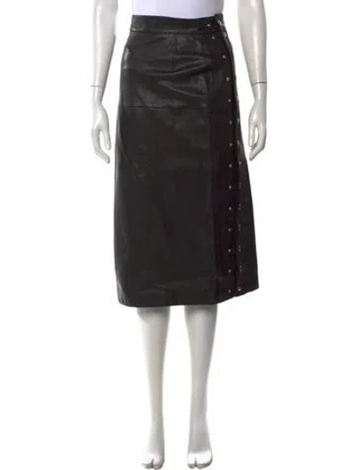 Pre-owned Gucci Lambskin Midi Length Skirt W/ Tags In Brown