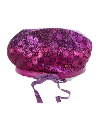 Pre-owned Gucci Lame Beret W/tags In Pink