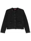 Gucci Black Crewneck Jacket With Double G Logo Buttons In Tech Fabric Woman