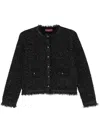 Gucci Shimmering Knit Cardigan With Frayed Edges In Black