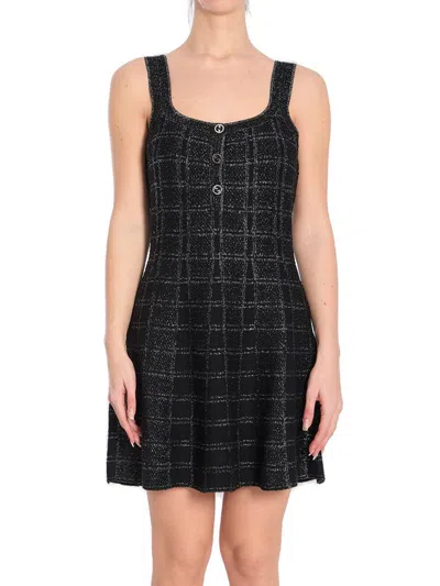 Gucci Check-pattern Lamé-effect Mini Dress In Black