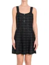 Gucci Check-pattern Lamé-effect Mini Dress In Black