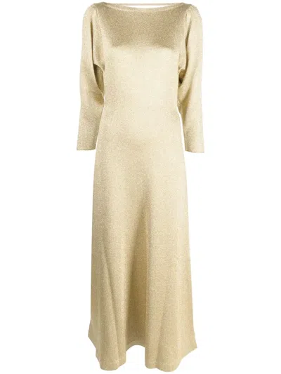Gucci Lamé Effect Knitted Dress In Gold