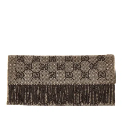 Gucci Lamé Gg Cashmere-blend Scarf In Brown