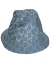 Gucci Lamè Gg Monogram Bucket Hat Xl (authentic Pre-loved) In Blue