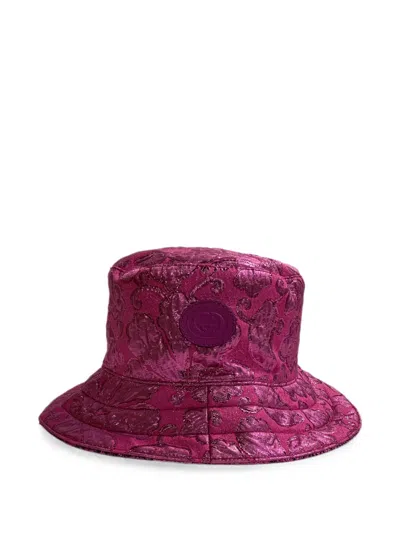 Pre-owned Gucci Lamé Gg Monogram Reversible Bucket Hat In Pink