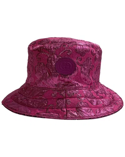 Gucci Lame Gg Monogram Reversible Bucket In Pink Polyamide (authentic Pre-  Loved) In Purple