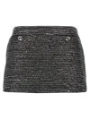 Gucci Shimmering Metallic Tweed Textured Skirt In Black