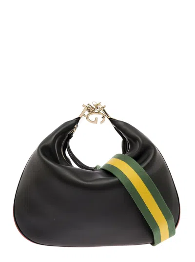 Gucci 'large Attache' Black Crossbody Bag With G Hook Closure In Leather Man