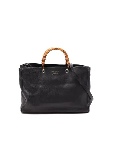 Gucci Large Bamboo Shopper Tote Bag In Black