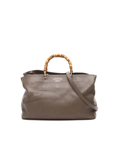 Gucci Large Bamboo Shopper Tote Bag In Brown