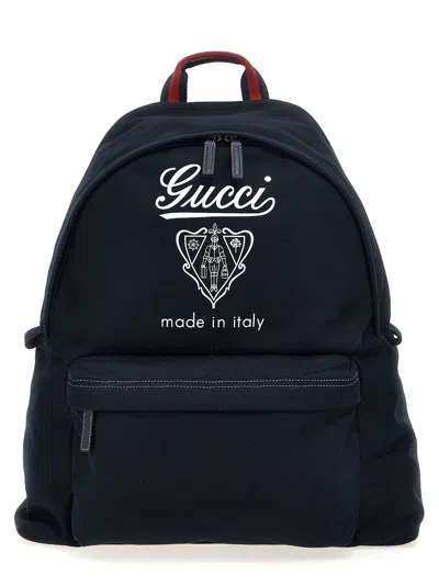 Gucci Large Coat Of Arms Backpack Backpacks Blue