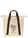 Gucci Men Canvas Shopping Bag With Web Details In White