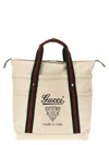 Gucci Men Canvas Shopping Bag With Web Details In White