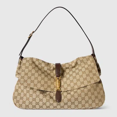 Gucci Large Crossbody Bag With Piston Closure In Brown