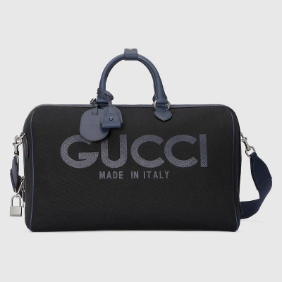 Gucci Large Duffle Bag With  Print In Blue