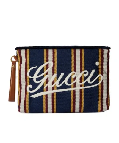 Gucci Large Embroidered Canvas Pouch