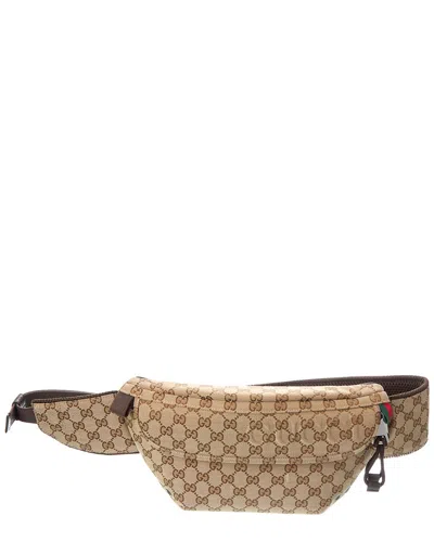 Gucci Large Gg Canvas Belt Bag In Brown